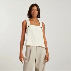 Everlane 12 Linen The Apron Tank Top Beige Squareneck Flowy Relaxed Shirt